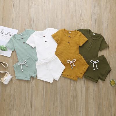 China Fashion\Comfortable Kids\Durable Clothes Little Girl Boutique Clothing Kids Loungewear Girls Kids Ribbed Short Set for sale