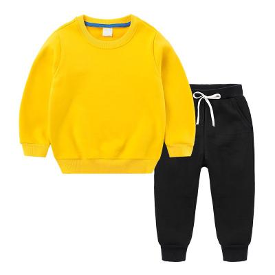 China Wholesaler Clothing Kids Solid Color Crewneck Sweatshirt Anti-Shrink Tracksuit Set Children for sale