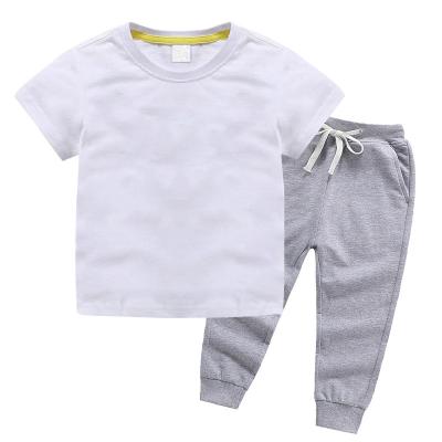 China Fashion\Comfortable\Durable Baby Boy Clothes Kids Summer Clothing Solid Color Toddler Boy Two Piece Set Shirt and Long Pant for sale