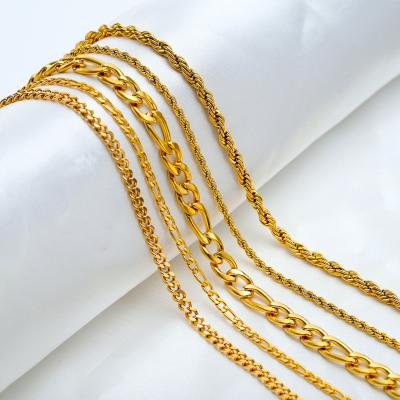 China Custom Fashion Rope Chain Necklace Jewelry Stainless Steel Stainless Steel Gold Plated Cuban Chain Men Necklace for sale