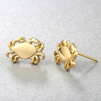 China Cute Marine Life Gold Plated Small Stud Earrings Jewelry Stainless Steel Cute Animal Crab Earrings for sale