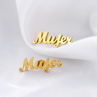 China TRENDY Gold Plated Initial Name Jewelry Stud Earrings Letter Customize Personalized Nameplate Earrings for sale