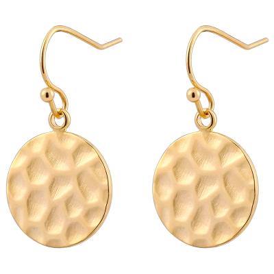 China TRENDY Simple Gold Plated Disc Coin Dangle Earrings Jewelry Stainless Steel Dangle Earrings for sale