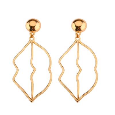 China 2020 TRENDY Custom Statement Jewelry Stainless Steel Fashion Gold Plated Circles Eye Dangle Lip Shaped Earrings for sale