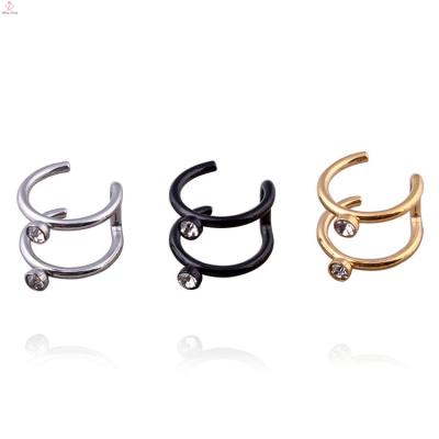 China Personality Environmental Friendly Wholesale Punk Stainless Steel Non Pierced Ear Clip Cuff Earrings for sale