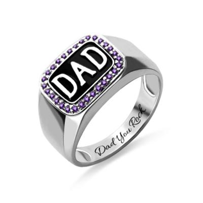 China FASHIONABLE Personalized Personalized Silver Men's Ring Fashion Dad Ring Stainless Steel Jewelry Engraved Custom Ring for sale