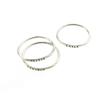 China TRENDY Fashion Delicacy Custom Tiny Stacking Stainless Steel Word Personalized Delicate Name Ring for sale