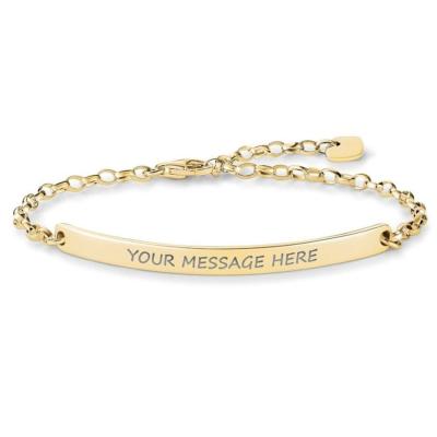 China Wholesale Trendy Gold Plated Name Bar Bracelet, Custom Engraved Stainless Steel Bar Bracelet for sale