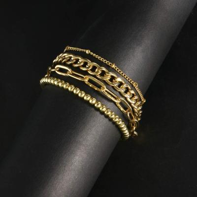 China FASHIONABLE Wholesale Custom 18k Gold Silver Plated Stainless Steel Bead Ball Chain Bracelet Women for sale