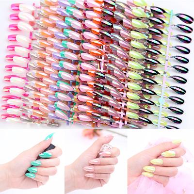 China 24pcs Package Nail Art False Nail Fancy Chrome Mirror Color Detachable Press On Nails Wholesale for sale