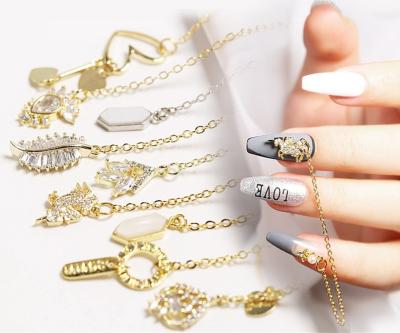 China Finger Decoration Popular Ins Style Super Shiny Luxury Nail Zircon Nail Charm With Tassel For Nail Art Decoration for sale