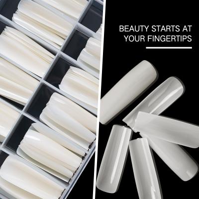 China Hot Sale 120pcs Eco-friendly Box Meaterial Fake Nails Stylus Curved Nail Salon Clear French Nail Tips for sale