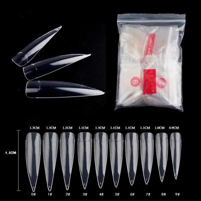 China French Wholesale Bag XXL Clear 500PCS Stiletto Pointed Gel Fake Nail Tips For Nail Salon for sale