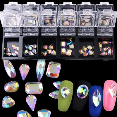 China Easy Apply Amazon Hot Sale Manicure Nail Art Mixed Size Flat Back Than AB Color Fake Nail Stone Set For Nail Decoration for sale