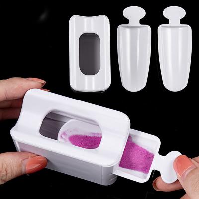 China Convenient Professional Nail Tools Double Layer Nail Powder Recycle Storage Box For Nail Art Powder for sale