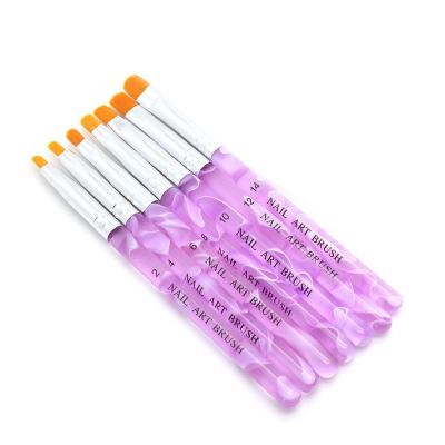 China Professional Nail Art Wholesale 7pcs Set UV Nail Art Brush For Acrylic Nails Acrylic Handle Gel for sale