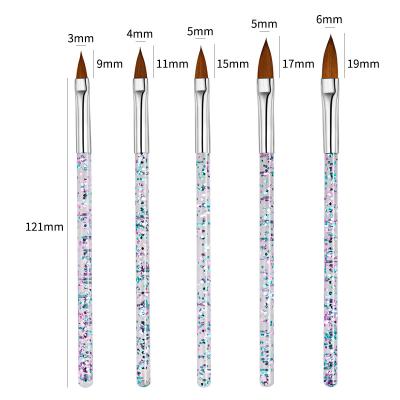 China Professional Nail Art DIY Manicure Nail Tools Set 5pcs Set Handle Acrylic Clear Nail Extension Brush for sale