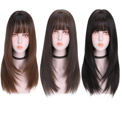 China Wholesale Cheap Silky Straight Loose Wave Natural Synthetic Hair Long Fluffy Wigs for sale