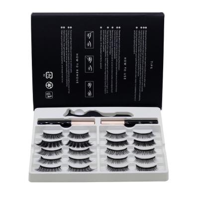 China Newest Natural Long Hot Sale Mink Eyelashes With Liquid Magnetic Eyeliner Kit For Beauty 10 Pairs for sale