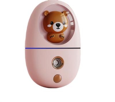 China Cute Mini Handheld USB Rechargeable Air Humidifier Cartoon Face Jet Sprayer Nano Mist Sprayer Facial Massage With LED Night Light for sale