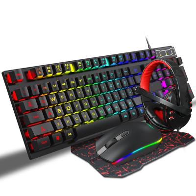 China Metal PC Gamer 4 In 1 Mechanical Gaming Keyboard Mouse Headset Mouse Combo Sets for sale