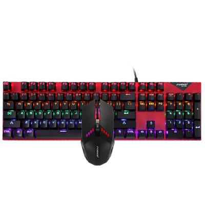 China Hot Selling Metal Gaming Competition Wired USB Backlit Multicolor Mechanical Gaming Keyboard And Mouse for sale