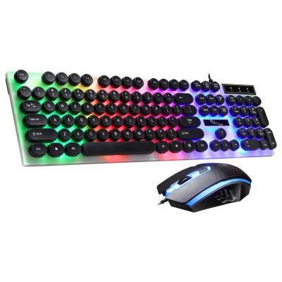 China OEM Waterproof Whole Set Rainbow Backlight Ergonomic Gaming Head Mechanical Feeling Floating Wireless Keyboard And Mouse for sale