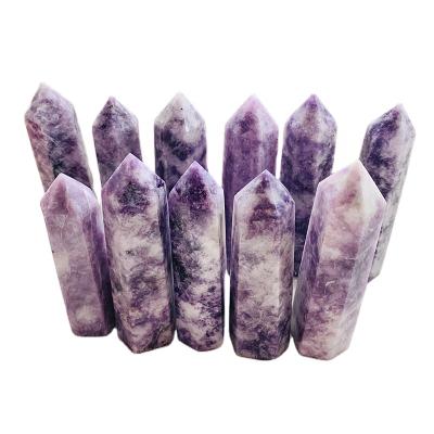 China Wholesale Europe Natural Healing Quartz Wand Polished Tower Lepidolite Crystal Point for sale