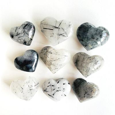 China Europe wholesale price decoration natural black tourmaline rutile quartz crystal home heart for sale