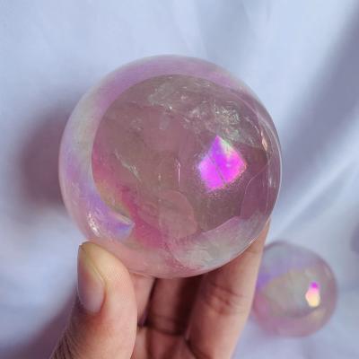 China Europe Wholesale Price Natural Lucky Healing Energy Crystal Aura Rose Quartz Sphere for sale