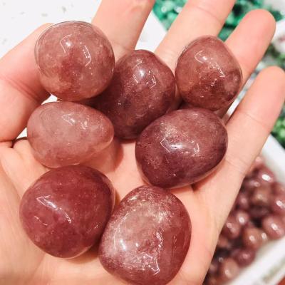 China Wholesale Europe Energy Crystal Craft Polished Gravel Strawberry Healing Quartz Tumbled for sale