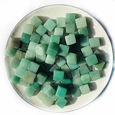 China Europe Natural Price Polished Crystal Tumbled Gravel Chips Aventurine Jade Stone Cubes for sale