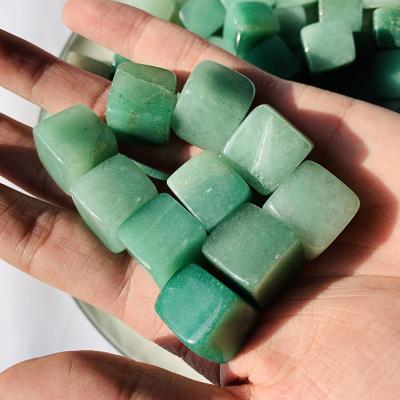 China Europe Natural Price Polished Crystal Tumbled Gravel Chips Aventurine Jade Stone Cubes for sale