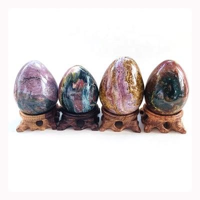 China Natural Ocean Jasper Eggs Home Decoration Gift Feng Shui Hand Carved Craft from Europe for sale