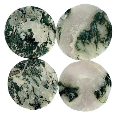 China Europe Wholesale Price Decoration Gift Moss Agate Slice Natural Crystal Slabs for sale