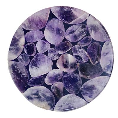 China Wholesale Healing Crystal Stone Polished Quartz Crystal Amethyst Stone Coaster from Europe for sale