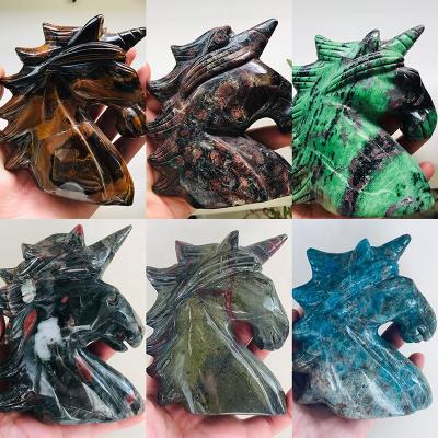 China Europe wholesale natural crystal mix unicorn material hand carved crystal unicorn for sale