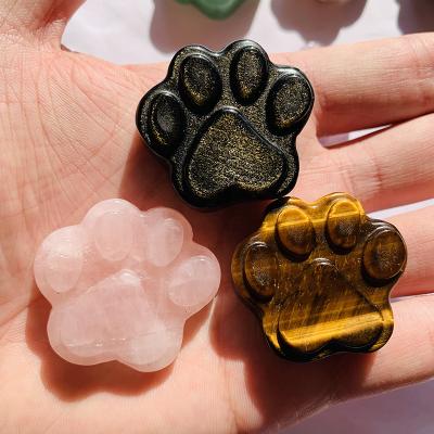 China Europe Natural Gemstone Crystal Agate Cat Paw Carvings Animal Paws Cut Out for Ornament for sale