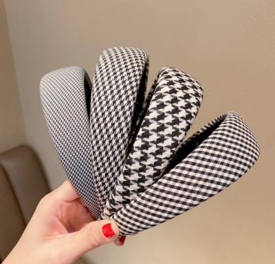 China Simple wide HEADBAND Fashion French terry plaid fabric hairpin hairpin headband hair accessories wholesale for sale