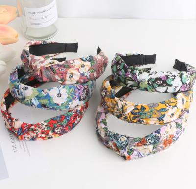 China HEADBAND Summer Flower Headbands Girls Young The Oil Painting Knot Head Circle For Women for sale