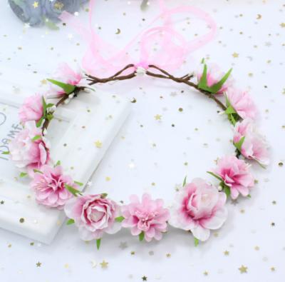 China Hot Selling Handmade Rattan Easy Flower Garland Hair Hoop Seaside Holiday Wedding Accessories for sale