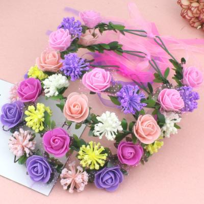 China Wholesale Easy Adjustable Cloth Wedding Garland Wreath Artificial Flower Garlands Girls Hair Accessories for sale