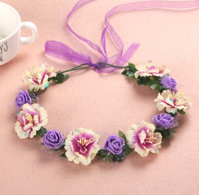 China Handmade Hair Accessories Women Flower Hair Circle Floral Cloth Small Easy Floral Headband for sale