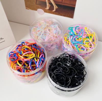 China Hairstyling 450pcs/box Black Circle Hair Band Small Elastic Rubber Hair Accessories For Girls Kids Hairstyling for sale