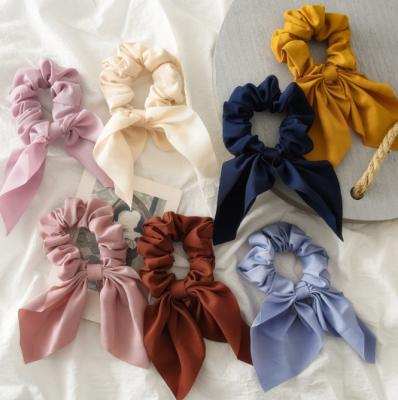 China Cosmetic & SPA Sports Hair Scrunchies Facial Solid Color Silk Satin Women Bowknot Kids Hair Accessories Scrunchies Bow for sale