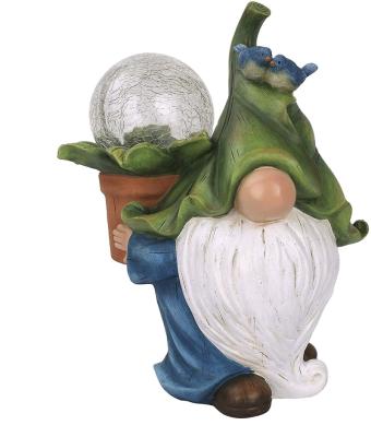 China New Handcrafted Outdoor Garden Solar Slit Ball Glass Resin Opens Garden Gnome Elf Faceless Ornament for sale