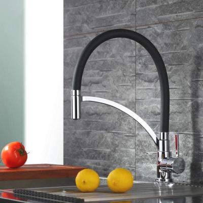 China Contemporary Black Arc Kitchen Sink Faucet Single Handle High Top Faucet for sale