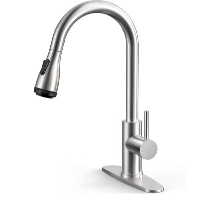 China Kitchen Electric Faucet Stainless Steel 4 Function Faucets Hot And Cold Water Mixer 360 Degree Swivel Pull Out Faucet for sale