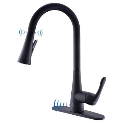 China Contemporary Touchless Kitchen Faucet With Pull-Out Sprayer Kitchen Sink Faucets Single Black Pull Out Sprayer High Arc for sale