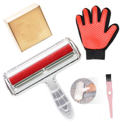 China Viable Pet Grooming Brush Massage Glove Pet Hair Remover Fiber Roller for sale